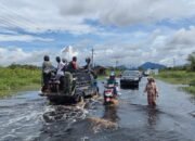 Ruas Jalan Provinsi Anjongan-Sungai Pinyuh Banjir, Warga Inisiatif Jadi Relawan Pemandu Lalu Lintas