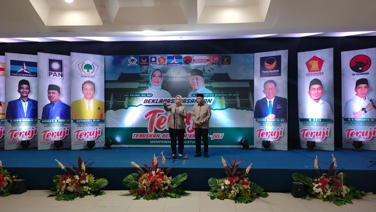 Deklarasi Pasangan Teruji, Erlina -Juli Suryadi Didukung 9 Partai Koalisi