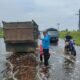 Jalan Raya Galang tergenang akibat hujan beberapa saat.