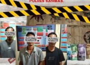 Tersangka dan barang bukti judi liong fu di Argapura, Subah/Dok Satreskrim Polres Sambas