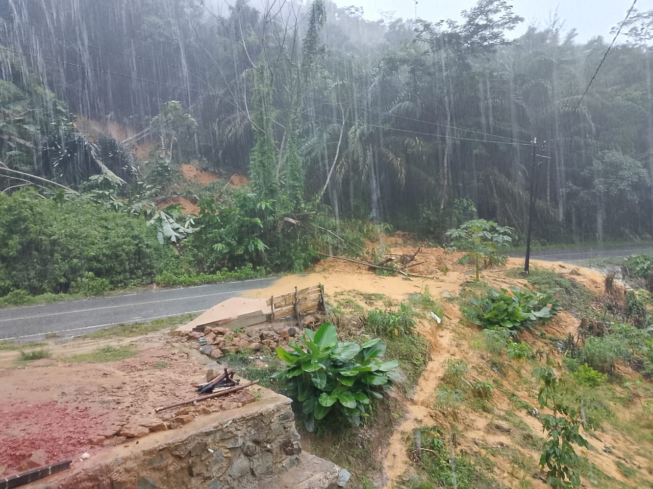 Kondisi longsor di Bukit Sehak, Desa Paloan, Kecamatan Sengah Temila, Kabupaten Landak tadi sore, Minggu 2 Maret 2025/Foto Istimewa