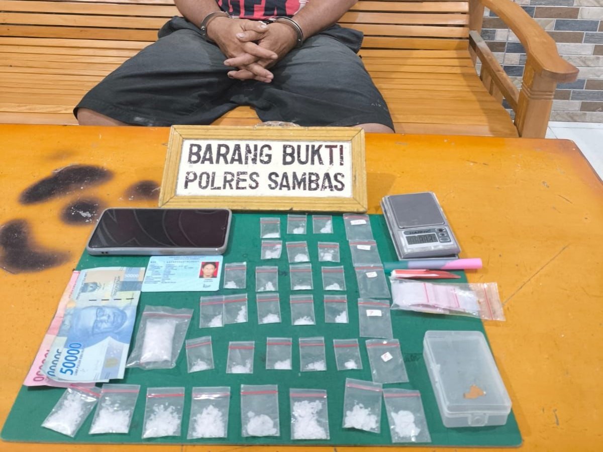 Pengedar Inisial S di Lonam Pemangkat Ditangkap, 29 Paket Sabu Jadi Barang Bukti