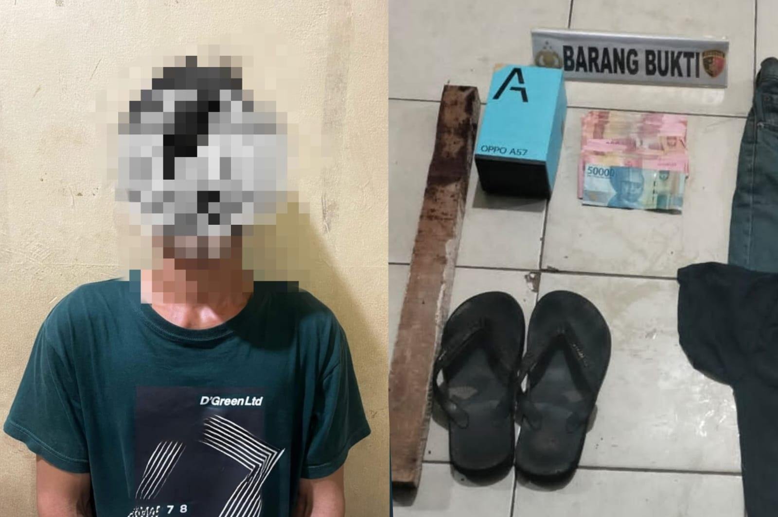 Kasus viral di Pemangkat, tersangka DS dan barang bukti yang diamankan polisi.