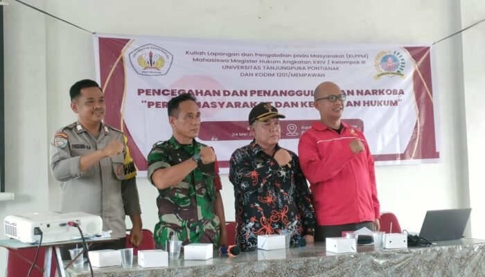 Mahasiswa Magister Hukum Untan Gelar KLPPM di Sungai Pinyuh, Angkat Isu Narkoba