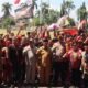 Aksi unjuk rasa tolak transmigrasi baru di Kabupaten Mempawah berlangsung aman damai.