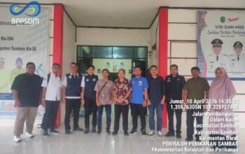 Dinas Perikanan, Peternakan dan Kesehatan Hewan Kabupaten Sambas menerima kunjungan tim survei program Kampung Nelayan Merah Putih Tahun 2026. Kedatangan tim tersebut disambut langsung oleh Sekretaris Dinas, Junihardy.