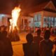 Api unggun kemah Pramuka Kwarran Sungai Pinyuh.