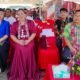 Melani Astuti (maroon) tokoh perempuan Dayak Kecamatan Subah, yang juga Ketua Komisi II DPRD Kabupaten Sambas, dalam momen pembukaan Gawai Dayak di Rumah Adat.