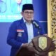 Wabup Sambas, Heroaldi Djuhardi Alwi menyampaikan sambutannya usai dilantik jadi Ketua Himpunan Nelayan Seluruh Indonesia (HNSI) Kabupaten.