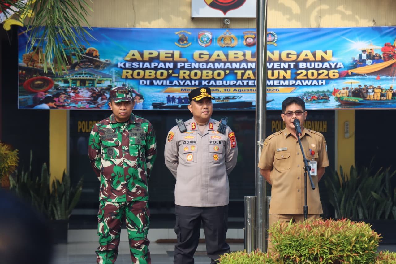 Apel gabungan Forkopimda persiapan pengamanan robo-robo di Kabupaten Mempawah.