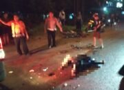 Anggota Lantas Polsek Sungai Pinyuh amankan TKP kecelakaan.