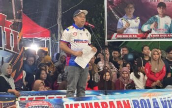 Riduan M Yusuf dalam momen penutupan turnamen voli Pordezon