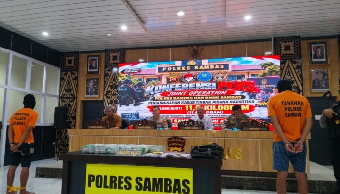 Polres Sambas Tangkap Kurir Pembawa Sabu 11,67 Kilogram di Paloh dan Tebas
